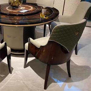 Bộ bàn ăn tròn 6 chỗ ngồi có thể tùy chỉnh, chất liệu gỗ đàn hương đen, có trung tâm xoay, thích hợp cho nhà bếp và phòng khách - Product Image 2