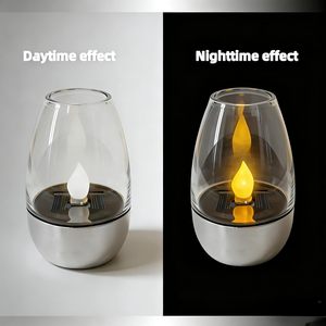 Bougie LED sans flamme à piles rechargeables solaires, étanche, à effet vacillant, pour la décoration du jardin et du camping - Product Image 6