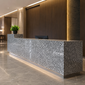 Modern Gray <b>White</b> Granite G612V Countertop Slab Polished Speckled Vanity Top Kitchen Island with Graphic Design for Hotel - Product Image 3