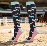 Chaussettes d'équitation en coton personnalisées avec logo, extensibles, respirantes, hautes jusqu'au genou, confortables pour hommes et femmes adultes