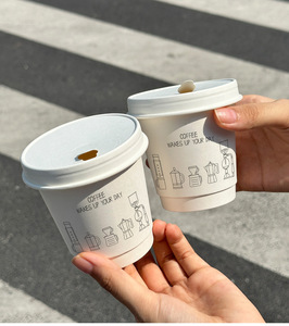 Gobelets à café jetables personnalisés en papier, gobelets à café en papier brun, gobelets à café écologiques, gobelets à café en papier rouge - Product Image 3