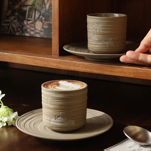 Creative Camel and Coconut Palm Tree Ceramic Espresso Cup Porcelain Tea Cup Arabic Latte Coffee Mug Without Handle - Product Image 4