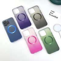 WOWCASE Nouvelle conception personnalisable Étui de téléphone transparent en PC TPE TPU magnétique étanche antichoc Couleur dégradée mate pour 13-16