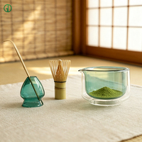 Support de fouet à matcha en verre vert personnalisé, résistant à la chaleur, en borosilicate, support Chasen Naoshi, luxe élégant, qualité alimentaire, thé coloré