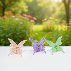 Pince à cheveux papillon 10 cm, accessoire capillaire irisé et coloré pour femmes - Product Image 3