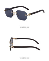 Nouvelles Lunettes de Soleil Rétro Classiques Populaires pour Hommes MK-ZX3050 – Monture Rectangulaire en PC, Métal et Bois, Sans Monture, Vente en Gros