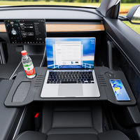 Table de bureau pliable pour voiture, plateau pour Tesla Model 3/Y, table à manger pliable pour la rangée avant, bureau d'ordinateur pliable, design à trois plis, métal et plastique