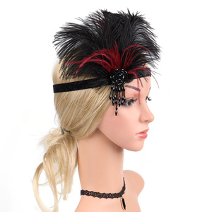 Bandeau à plumes rétro des années 1920, style européen américain, fête <span class=keywords><strong>Gatsby</strong></span>, bal d'Halloween, mariage, accessoires pour femmes - Product Image 2