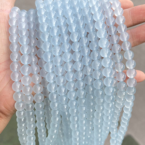 Perles rondes en calcédoine <span class=keywords><strong>bleu</strong></span> <span class=keywords><strong>clair</strong></span> de Jingde, perles de pierres précieuses <span class=keywords><strong>bleu</strong></span> glace, accessoires de bijoux DIY, vente en gros de perles - Product Image 2