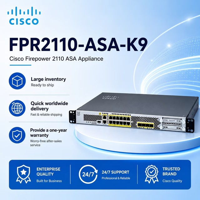 FPR2110-ASA-K9 for 2110 ASA Firepower Appliance Firewall in Stock 1 Year 3Gbps Throughput 1500 Simultaneous Sessions