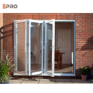 Puerta plegable de diseño moderno, acordeón plegable de aluminio, para exteriores, ahorro de espacio