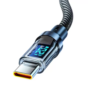 Cable Usb <span class=keywords><strong>C</strong></span> negro <span class=keywords><strong>a</strong></span> tipo <span class=keywords><strong>C</strong></span> 100W Cable trenzado de nailon tipo <span class=keywords><strong>C</strong></span> 6A Cargador de carga rápida <span class=keywords><strong>a</strong></span> <span class=keywords><strong>L</strong></span> con pantalla Led para Teléfono Celular - Product Image 5