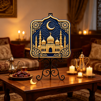 Ornement de bureau en résine UV en gros, motif floral 3D en relief de mosquée du Ramadan, décoration de table pour la maison, support personnalisé