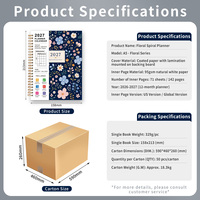 Bestseller Blumenmuster A5 Tragbarer Planer Notizbuch Tagebuch, Geschenk für Frauen, 158x213mm Wöchentlicher Monatlicher Spiral-Terminplaner, Geschenkbox, Leicht zu Transportieren