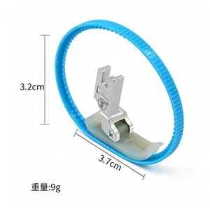 Pied presseur à rouleau denté double face bleu avec poulie et anneau, adapté pour la couture de doudounes, accessoire pour machine à coudre - Product Image 2