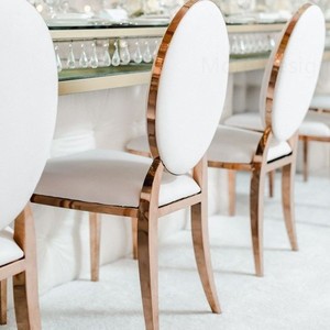 Chaise de banquet empilable en métal Louis à dossier rond pour hôtel, mobilier d'extérieur commercial de luxe à prix abordable pour mariage - Product Image 5