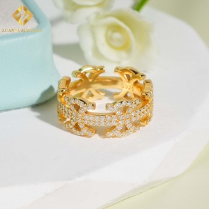 Anillo de Plata de Ley 925 con Baño de Oro de 18K y Diamantes, Anillo Personalizado de Alta Calidad con Moissanita VVS para Compromiso y Boda - Product Image 5