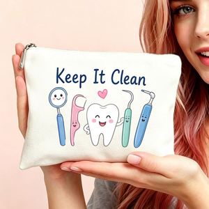 Bolsa de Aseo con Diseño Dental para Mujer, Bolsa de Maquillaje para Mamá, Hijas y Amigas, Regalo Ideal para Viajes y Cumpleaños - Product Image 4