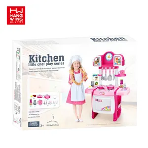 光と音で子供のおもちゃを遊ぶ女の子のための人気のプラスチック料理ゲームJuego decocinaキッチンプレイセット