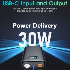 แบตเตอรี่สำรองพกพา 40000mAh ช่องเสียบ USB คู่ พร้อมหน้าจอ LED ช่องเสียบ Type-C แบตเตอรี่ลิเธียมโพลิเมอร์ - Product Image 3