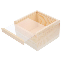 Boîte cadeau rectangulaire en bois massif de couleur naturelle, finition laquée artisanale, couvercle transparent, options carrées/rondes, soie