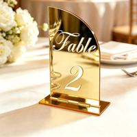 Numéros de table de mariage personnalisés en acrylique, miroir doré, numéros de table de mariage en forme d'arche avec support pour la décoration de la réception de mariage