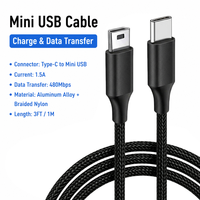 Cable Mini USB a USB C de 3 pies, Cable de Carga y Sincronización de Datos para Cámaras Digitales, Reproductores MP3, Receptores GPS, Discos Duros Externos