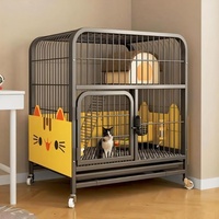 Maison pour chat extra large avec toilette - Cage et villa pour animaux de compagnie d'intérieur pour chats et petits chiens