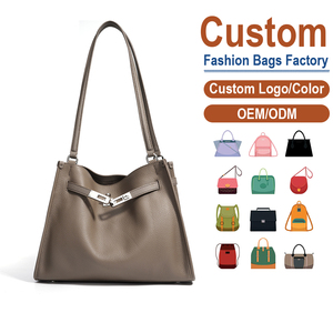 Full-Grain Leather <b>Large</b> Capacity Tote Bag, Street Style, OEM/ODM Custom Factory, Women's Functional Shoulder <b>Purse</b> - Product Image 1