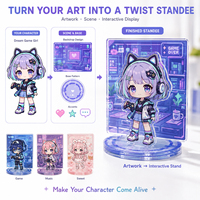 Présentoir interactif personnalisé en acrylique CNAWO avec personnage animé, fond personnalisé et base en acrylique
