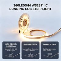 Bande LED COB 24V WS2811 IC à effet d'eau courante, 360 LED/m, 10mm, DC24V, flexible, adressable, effet course de chevaux, ruban linéaire