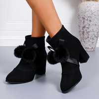 Nouvelles bottines rétro en daim pour femmes, bout pointu, talon haut, mode, grande taille, boucle de ceinture, talon épais
