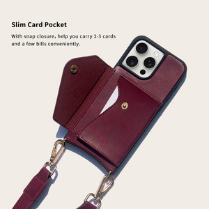 Lanière de téléphone de <span class=keywords><strong>luxe</strong></span> nouveau 2025 étui de téléphone à bandoulière en cuir Mobile portefeuille <span class=keywords><strong>porte</strong></span>-carte pour iPhone 14 Pro Max étui portefeuille à bandoulière - Product Image 6