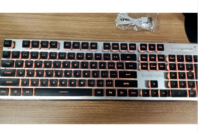 Silver-Black [Wireless Orange Light Keyboard]