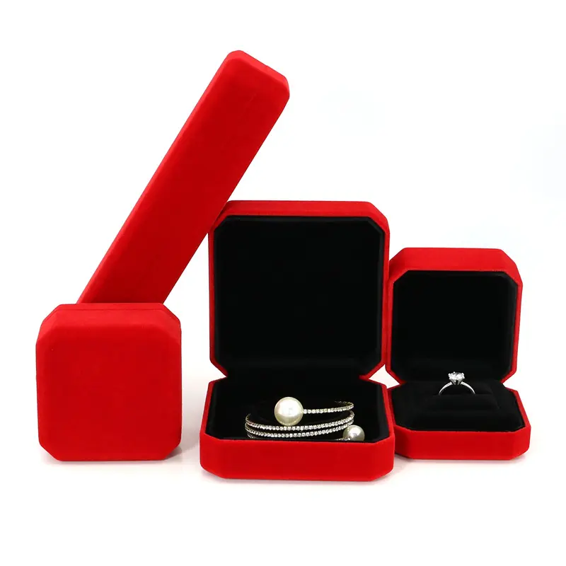 Groothandel Fluwelen Sieraden Geschenkverpakking Armband Hanger Ring Display Sieraden Case Dozen Met Custom Logo
