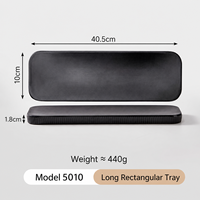 Plateau rectangulaire long en mélamine noir de 40,5 cm, design contemporain, incassable, qualité alimentaire, en résine, pour service en restaurant