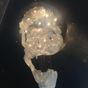 Lámpara de Techo de Cristal de Lujo, Redonda, Dorada, Grande, para Vestíbulo de Hotel, LED 2700K, Blanco Cálido, Regulable, E27, con Interruptor - Product Image 6