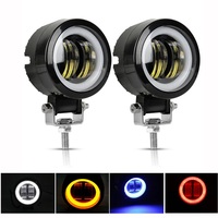 3 pouces 20W 6500K LED lampe de travail étanche rond Angel Eyes lumière LED barre lumineuse pour la conduite Pods voiture bateau moto ATV