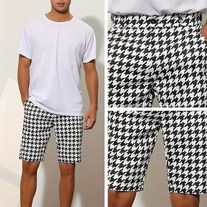 <b>dropshipping</b> Men's Casual Houndstooth Athletic Shorts - Lightweight Polyester Blend, Elastic Waistband with Drawstring - Product Image 1
