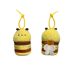 Mini bozuk para cüzdanı anahtarlık Charm sevimli <span class=keywords><strong>Kawaii</strong></span> küçük silindir peluş arı ruj fermuarlı kese cüzdan çantası sırt çantası kolye oyuncak - Product Image 5