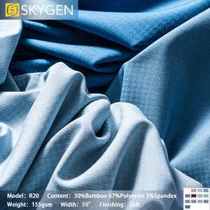 Skygen Dobby rắn màu poplin dệt căng tre Polyester Spandex vải cho áo sơ mi - Product Image 2