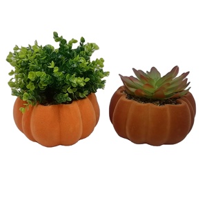 Nuovo! Vasi per Fiori in Ceramica a Forma di <span class=keywords><strong>Zucca</strong></span> / Contenitore per Piante / Fioriera per Piante Grasse con <span class=keywords><strong>Pianta</strong></span> Finta Fatta a Mano - Product Image 1