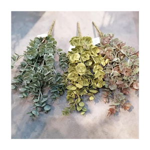 Qualità floccaggio plastica artificiale vero tocco lascia bouquet foglia di eucalipto artificiale pianta di cespuglio verde a buon mercato - Product Image 1