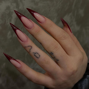 Uñas postizas de gel suave X Press-on, <span class=keywords><strong>cortas</strong></span>, de color sólido, efecto ojo de gato, almendradas, para pegar, puntas de gel para manicura. - Product Image 1