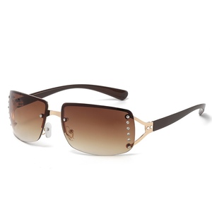Trendy Y2K Retro Rimless Square <b>Sunglasses</b> for Men Diamond Celebrous Fashion UV400 Hot for Men Women Girls - Product Image 4