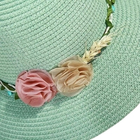 Chapeau de paille d'été élégant et personnalisable pour filles, ruban floral avec nœud de style pastoral pour les scènes de pêche en plein air, vente en gros
