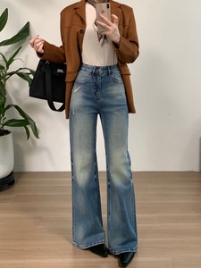 Yuanbofei Women's Customized Micro-<strong>Ruffle</strong> Boot Cut Jeans High Waisted Slim Fit <strong>Denim</strong> <strong>Pants</strong> Casual Style Trousers - Product Image 5