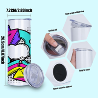 Mug de voyage isotherme en acier inoxydable à double paroi pour sublimation, 20 oz, avec paille, modèle mince et droit, stock entrepôt USA
