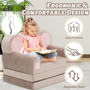 Cute Elephant Convertible 2-in-1 Baby Kids Mini <b>Fold</b> Out Armchair Modular Play Couch Lounger Set <b>Sofa</b> <b>Bed</b> for Playroom & Bedroom - Product Image 3