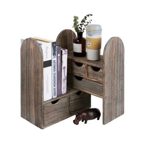 Wooden <b>Desktop</b> <b>Shelf</b> With Drawers Multi-purpose Storage Organizer For Books Stationery Office Desk Use - Product Image 1